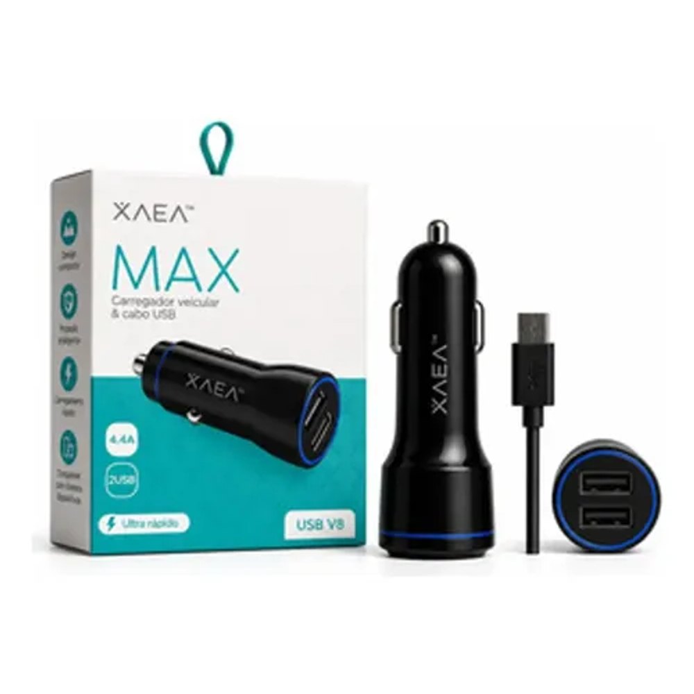 Carregador Veicular XAEA Max 4.4A ModX-B01 Preto