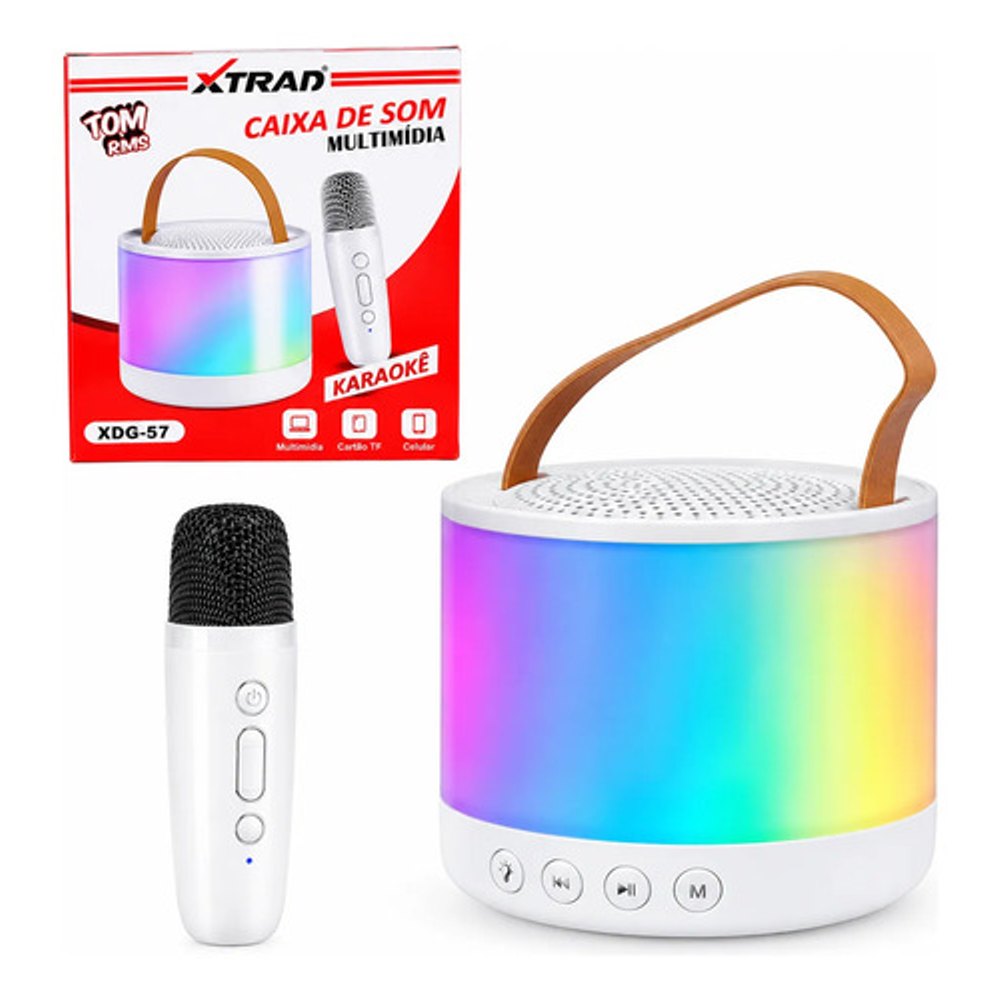 Caixa de Som Xtrad Karaoke XDG-57 Branca